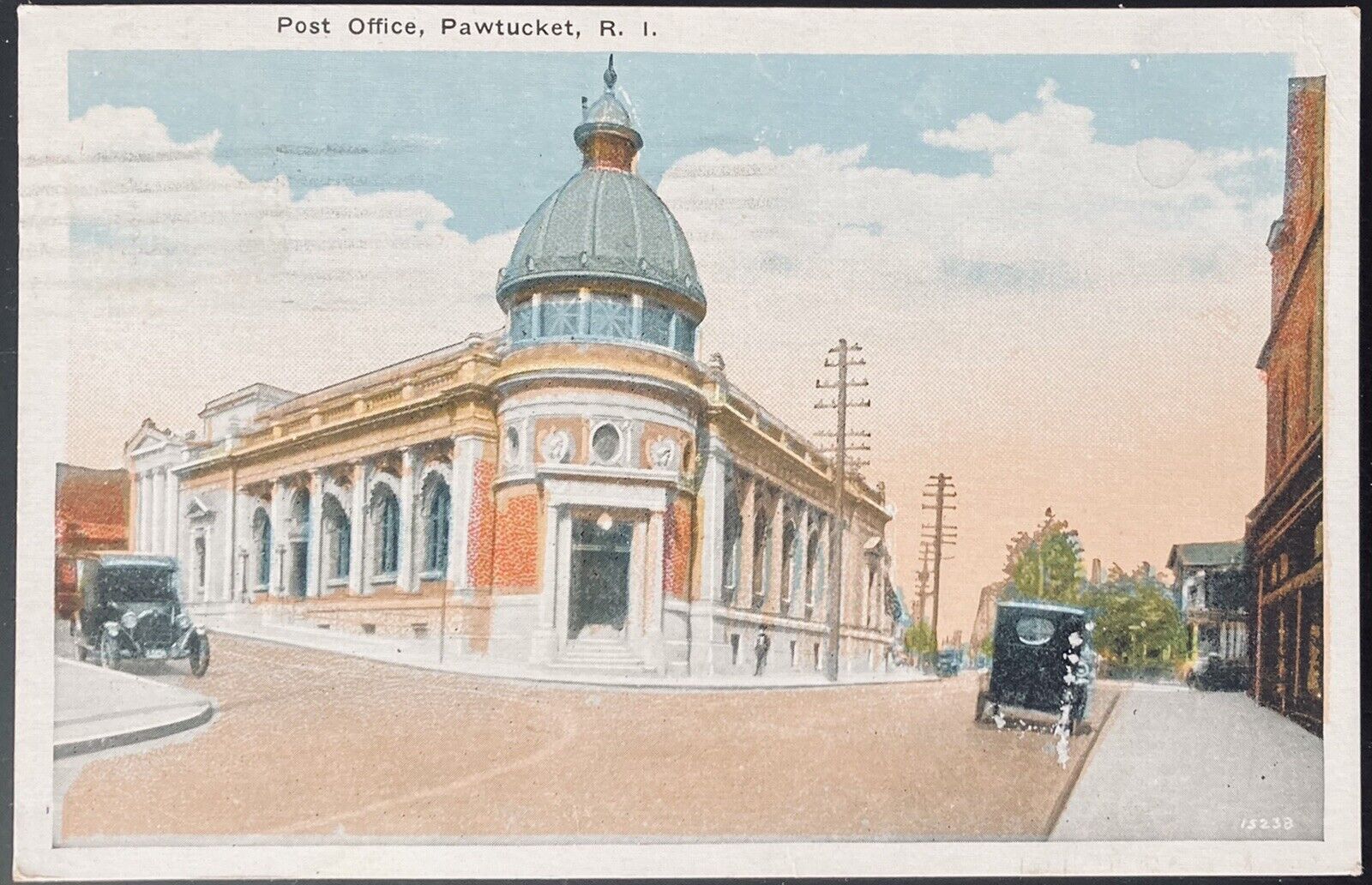 PAWTUCKET, RI. C.1928 PC.(N35)~VIEW OF PAWTUCKET POST OFFICE