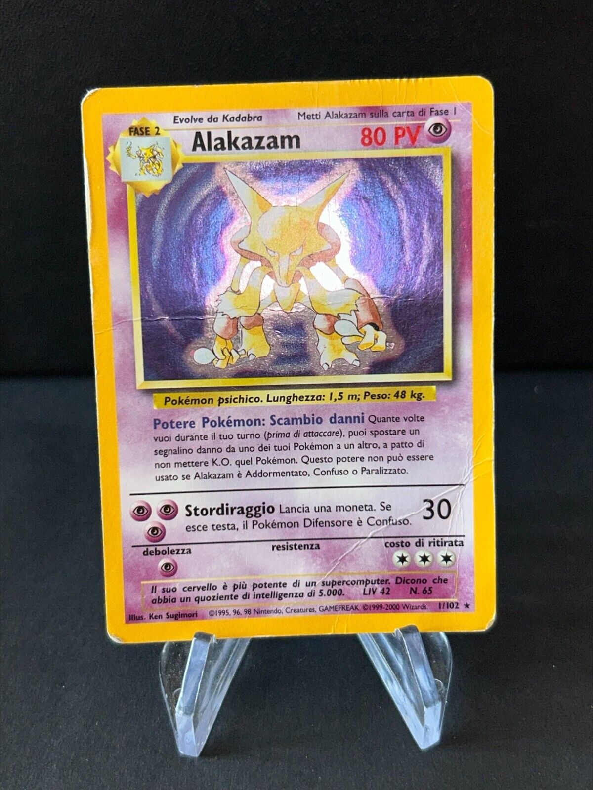 Pokemon Card Alakazam 1/102 Holo Ita Old Base Set