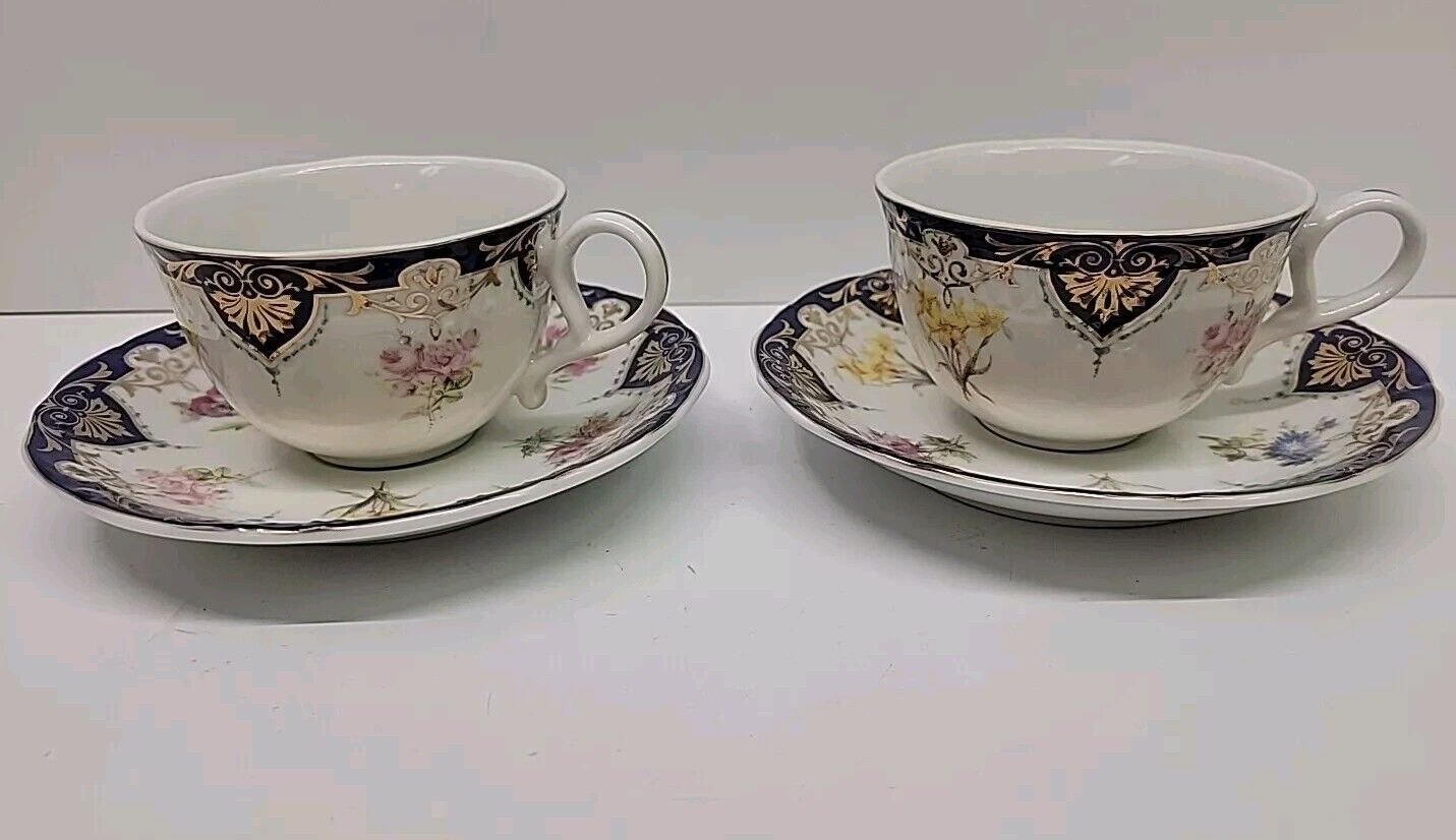 2 Vintage Teacup & Saucer The VANDERBILT Service Andrea by Sadek Biltmore Estate