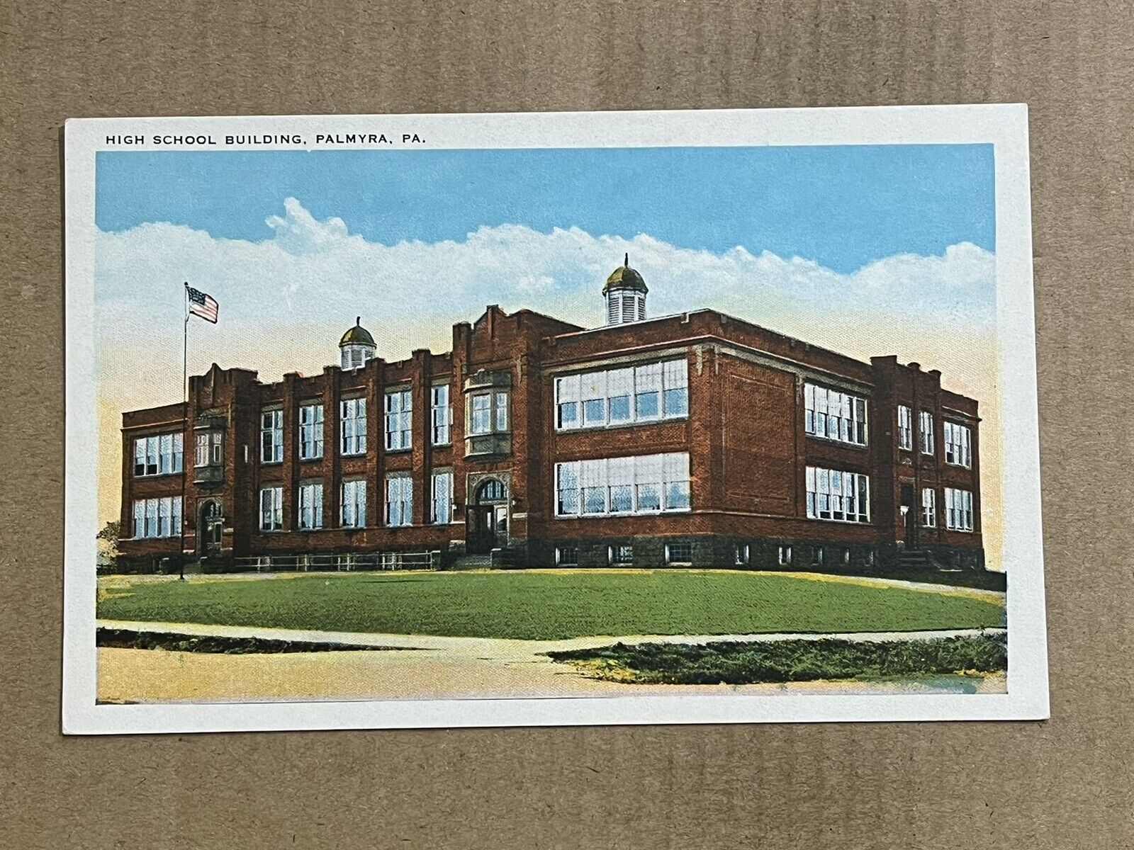Postcard Palmyra PA Pennsylvania High School Building Vintage PC