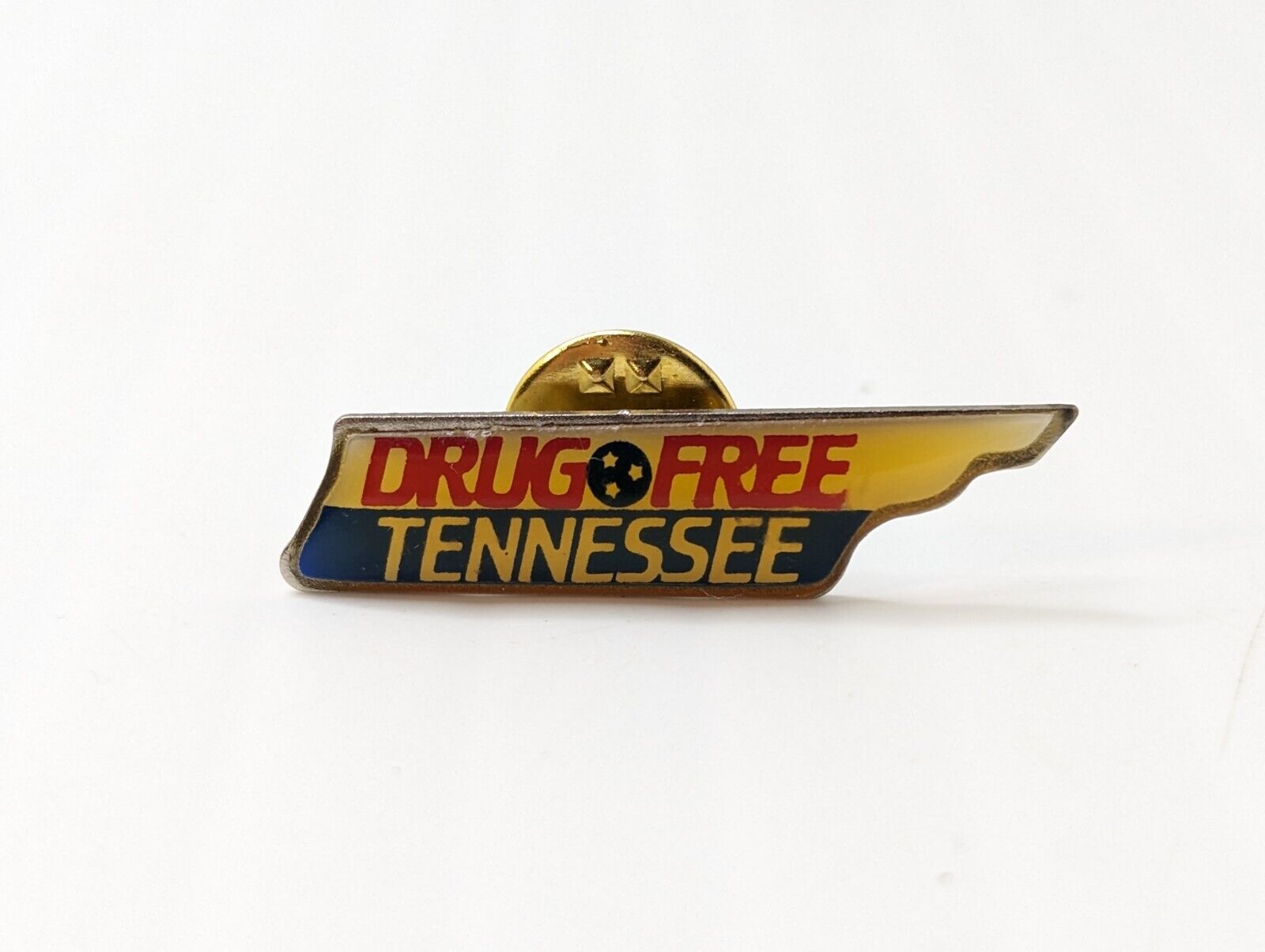 Vtg DRUG FREE TENNESSEE Enamel Metal Lapel Hat Pin Made In USA  