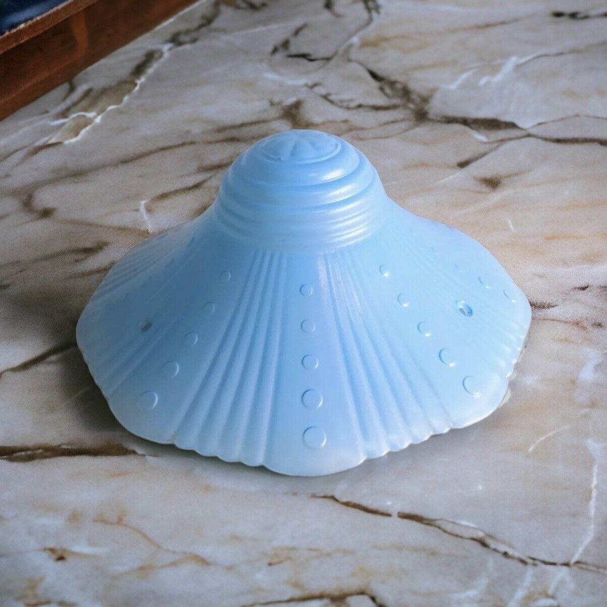 Vintage Art Deco Glass Ceiling Light Lamp Shade Bubbles and Fan Robins Egg Blue