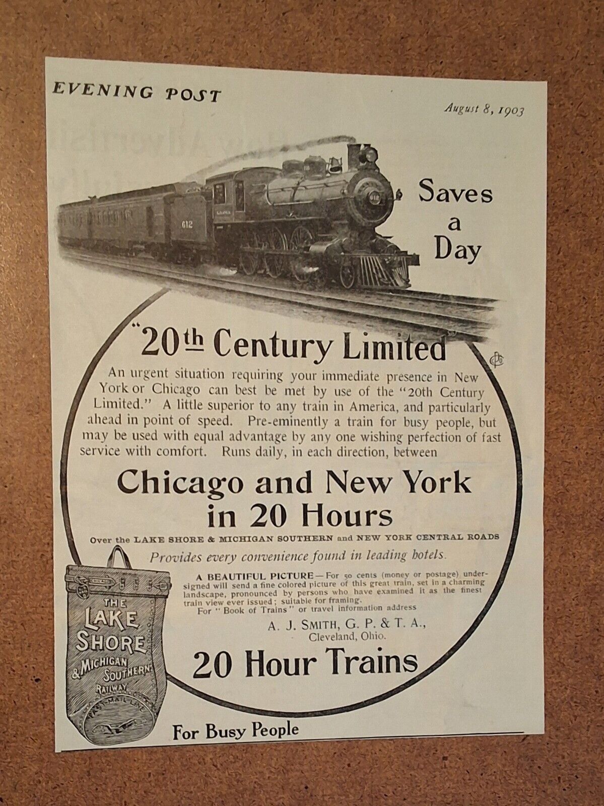 Antique Railroad - Lake Shore & Michigan Southern 20th Century Train - 1903 AD