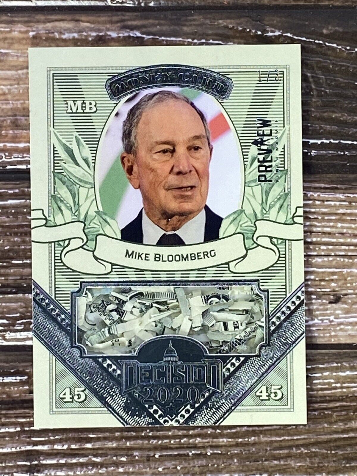 2020 Leaf Decision Mike Bloomberg Preview Shredded Money Card #MO31 1/3