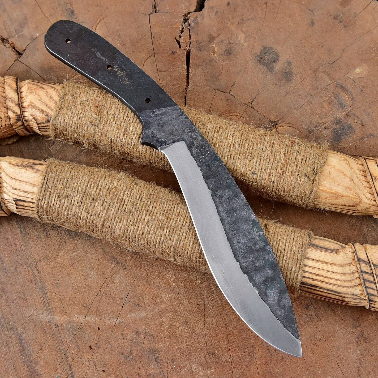 Custom Hammered  Handmade 1095 Carbon Steel Blank Blade Hunting Kukri Knife,