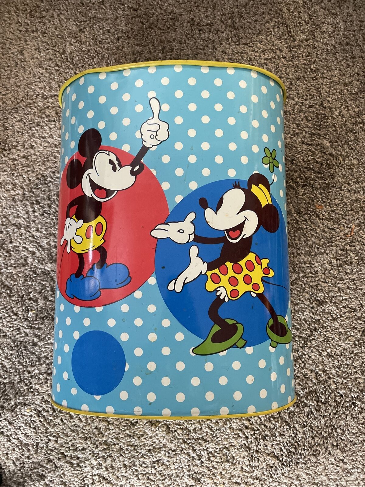 Vintage CHEINCO 1974 Mickey Minnie Donald Daisy Disney Trash Can Waste Basket