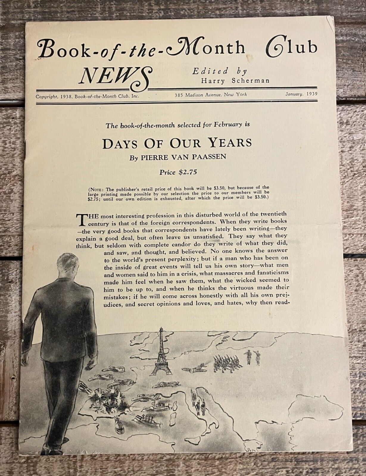 Harry Scherman Book of the Month Club News, January 1939, Collectible Document