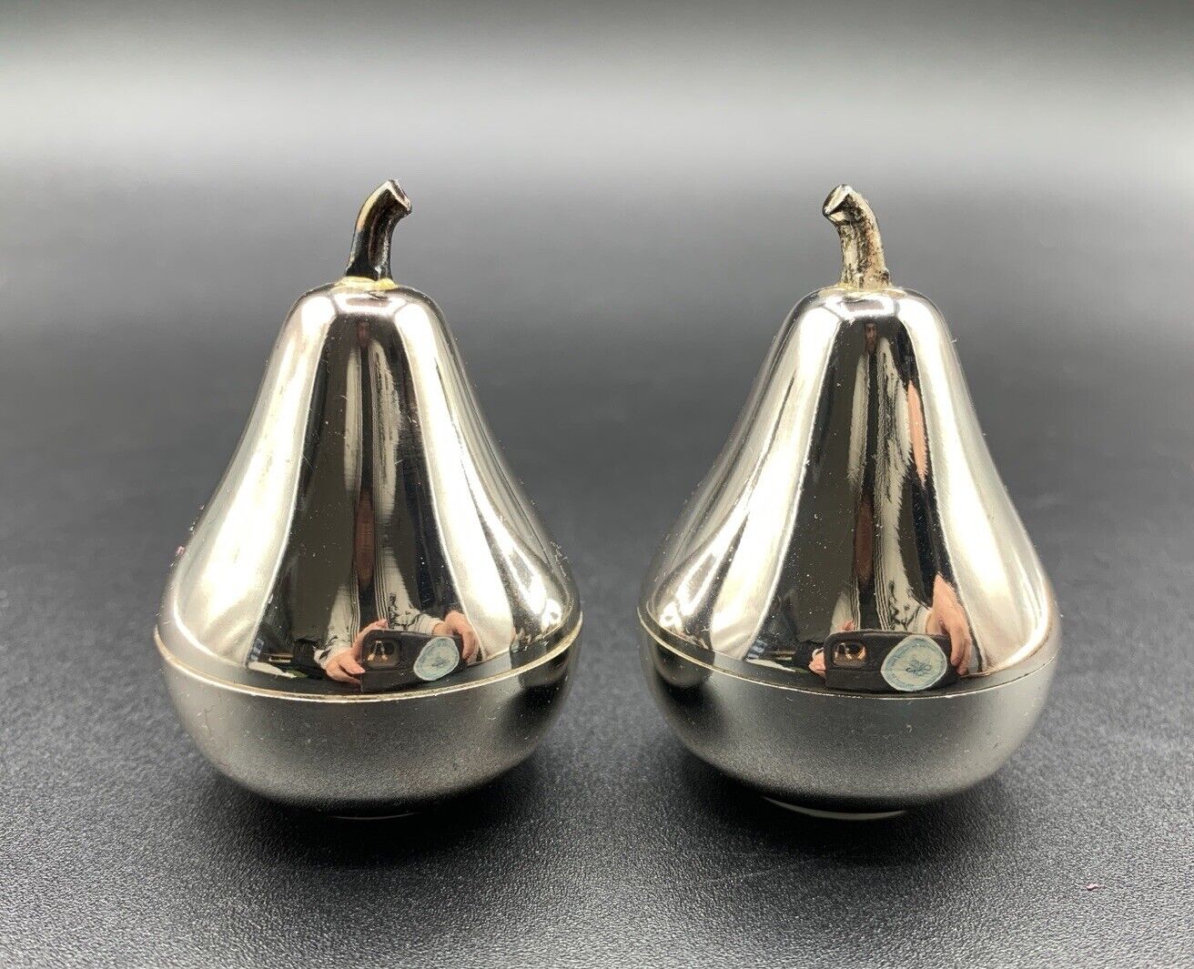 Vintage Chrome Pear Shaped Salt & Pepper Shakers Approximately 2\