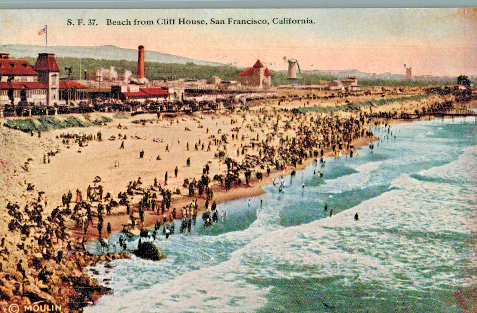 VIntage Postcard-S.F.37, Beach from Cliff House, San Francisco, CA
