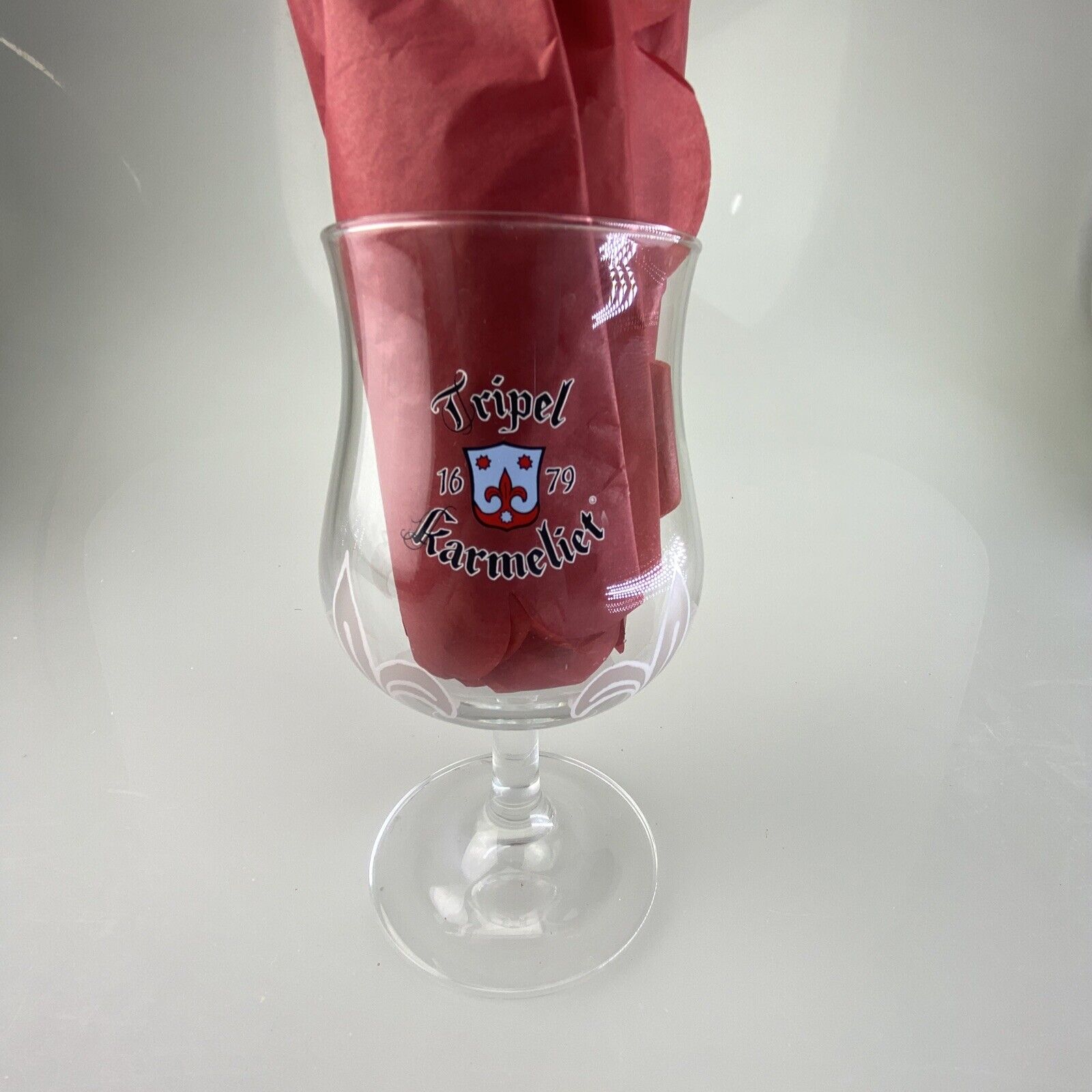 Tripel Karmeliet Official Frosted Belgium Tulip 0.3L Beer Ale Stemmed Glass