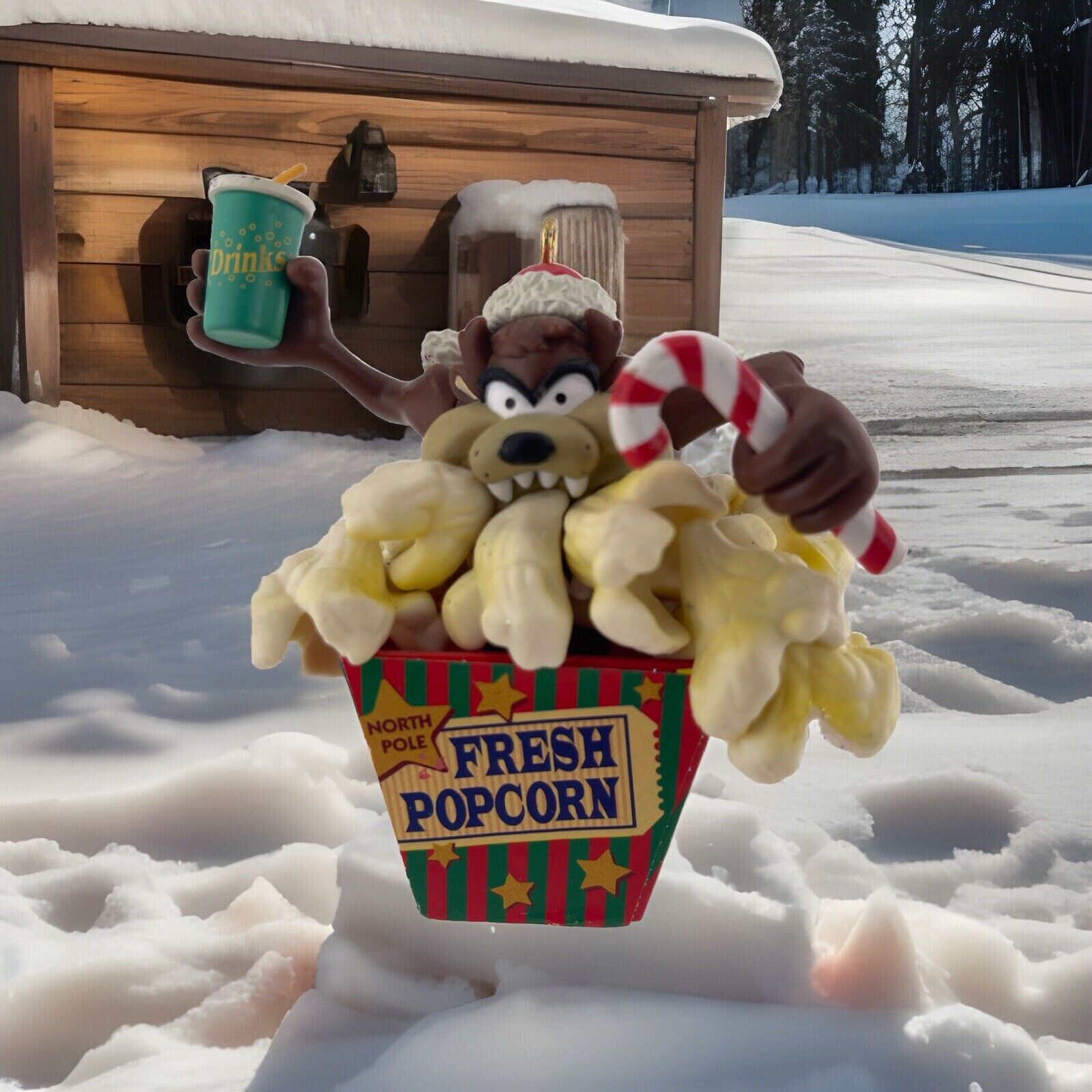 1997 Tasmanian Devil Taz Looney Tunes Fresh Popcorn Christmas Ornament