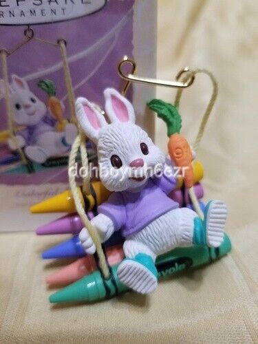 Hallmark 1994 Colorful Spring Crayola Crayons Swing Bunny Rabbit Easter Ornament
