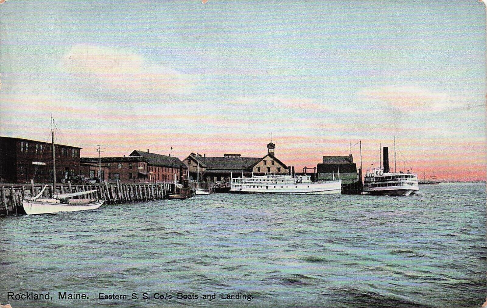 SS City of Rockland ME Maine Harbor Eastern Steamship Lines Co Vtg Postcard E5
