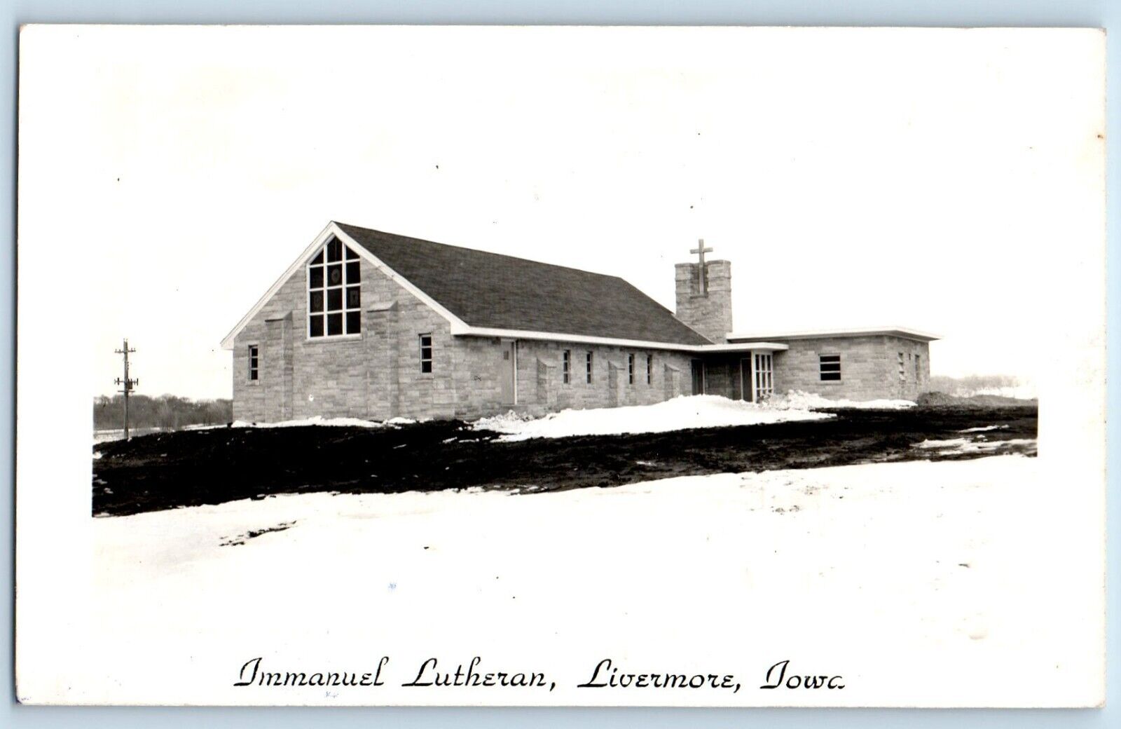 Livermore Iowa IA Postcard RPPC Photo Immanuel Lutheran 1952 Posted Vintage