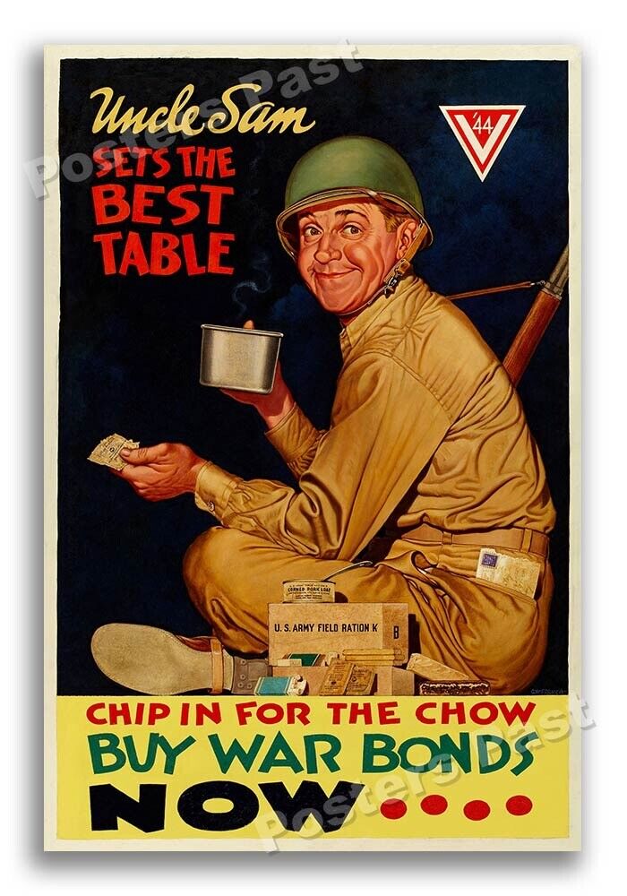 1944 “Uncle Sam Sets The Best Table” Vintage Style WW2 Poster - 16x24