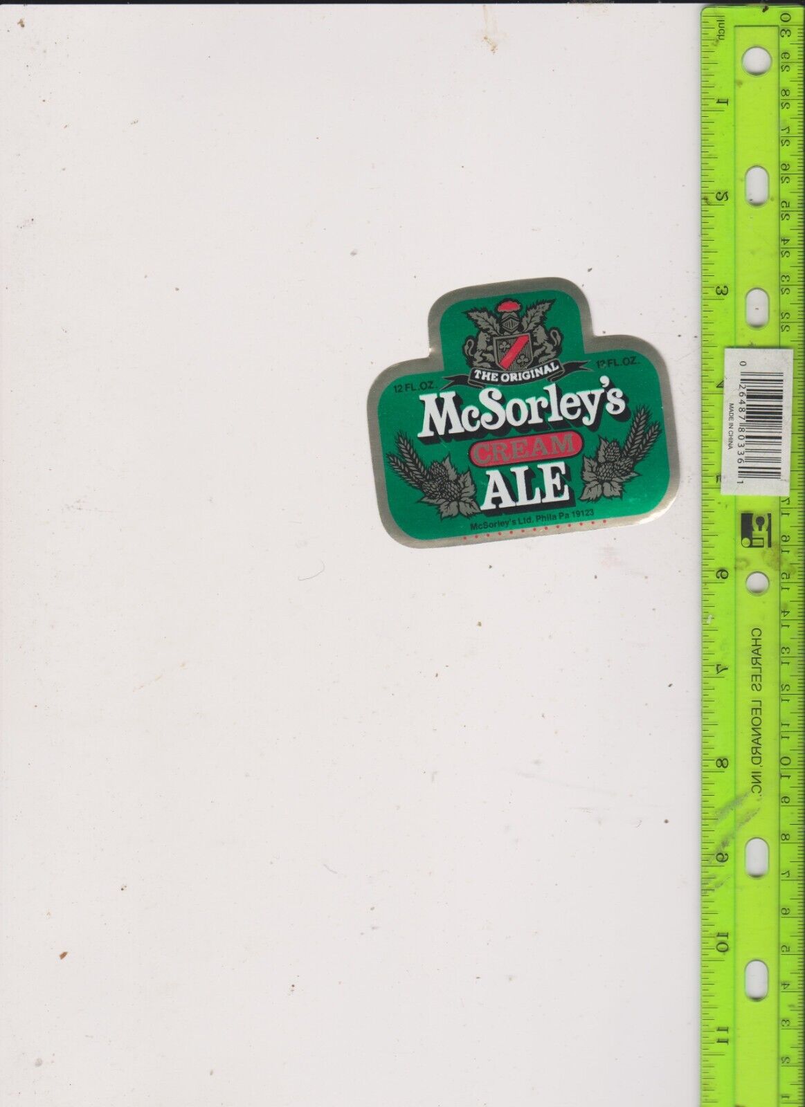 VINTAGE McSORLEY'S CREAM ALE BEER LABEL.FREE SHIPPING IN U.S