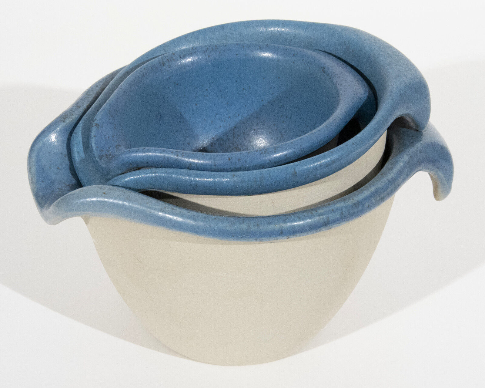 Bennington Potters Speckled Blue Stoneware Nesting Batter Pour Bowls David Gil