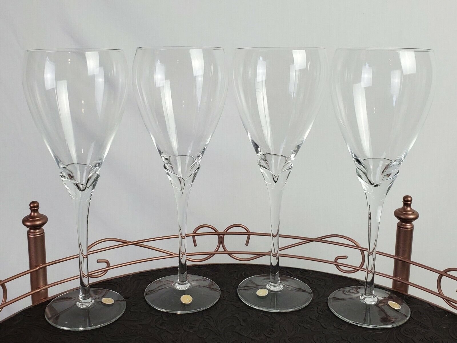 4 Vintage NIB 13 oz. Christmas Sparkling Wine Glass Fine Crystal Stemware Towle