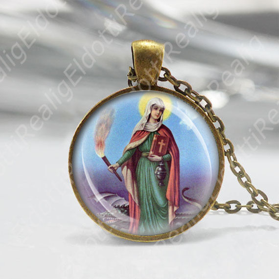 St Martha w Dragon Catholic Necklace Medal Patron Servants and Cooks Pendant