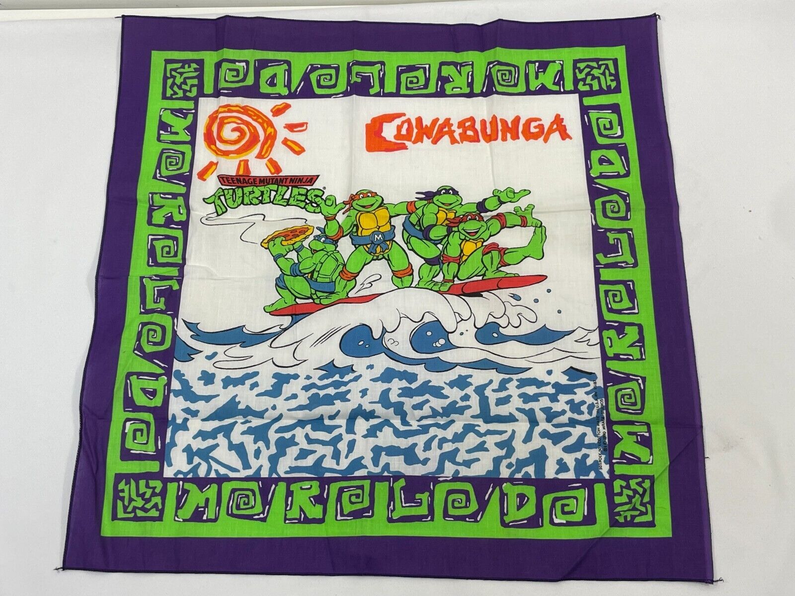 RARE VINTAGE 1990 ☆TMNT☆ Teenage Mutant Ninja Turtles Bandana Banner Scarf Hanke