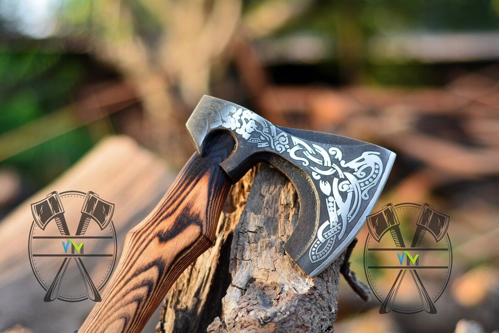 Custom Handmade Viking Axe with Wooden Gift Box Personalized Logo/Text Best Gift