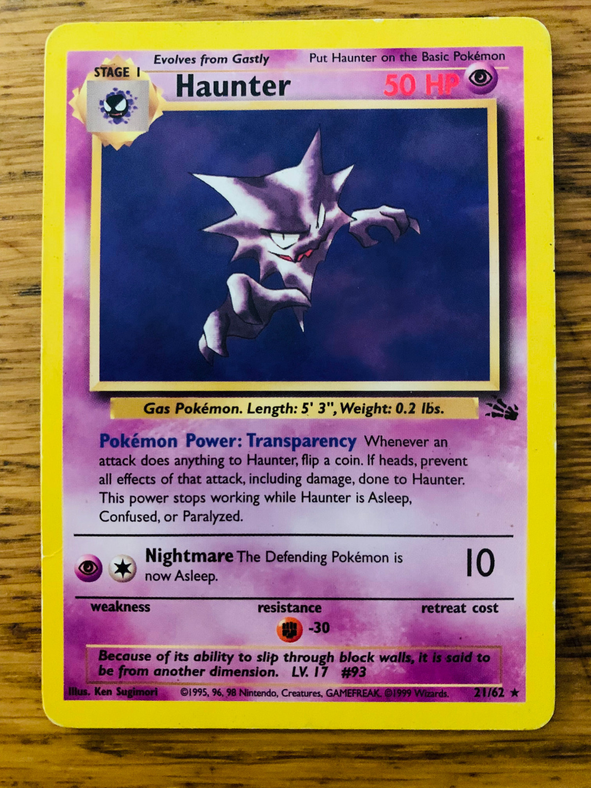 Haunter (21/62) Non Holo Fossil Set Rare Pokemon Card FAST & FREE P&P