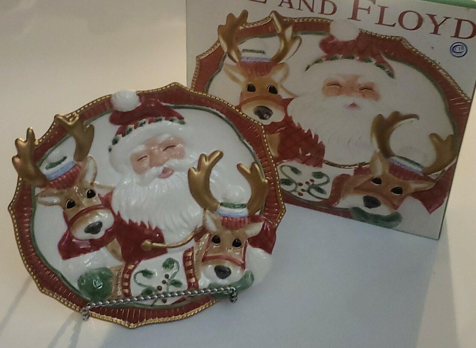 Fitz and floyd Santa\'s Flight canape  Plate 10\