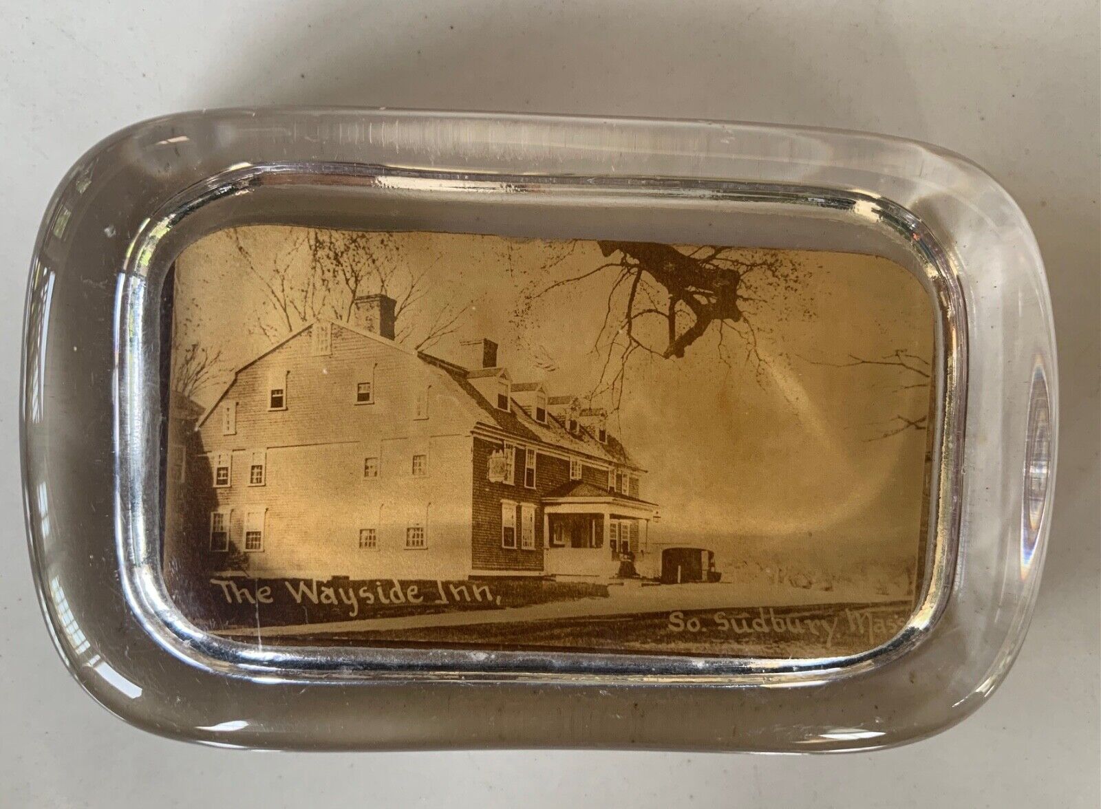 Antique  Glass Paper Weight -The Wayside Inn, South Sudbury MA.