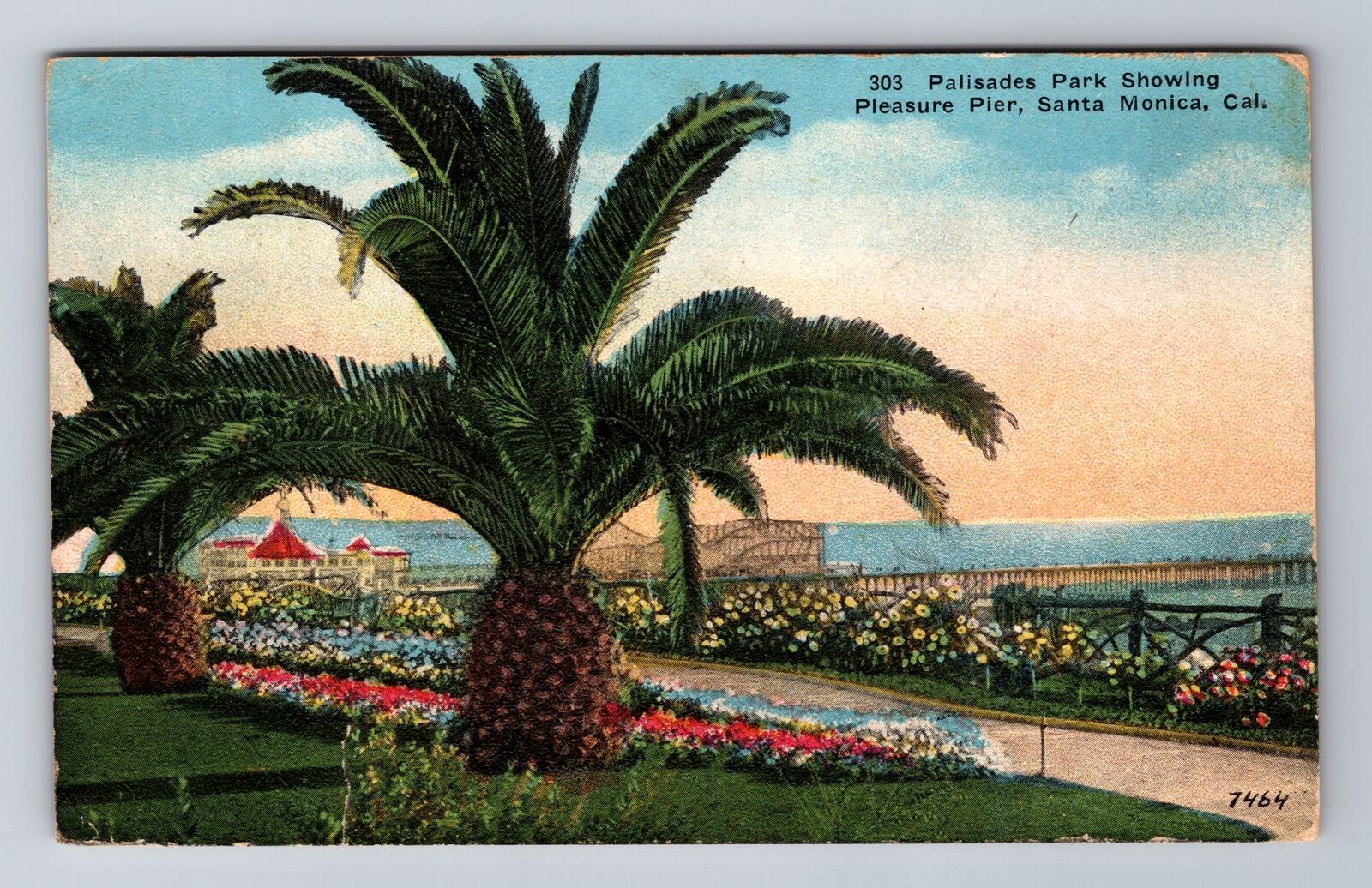 Santa Monica CA-California, Palisades Park Pleasure Pier Vintage c1919 Postcard