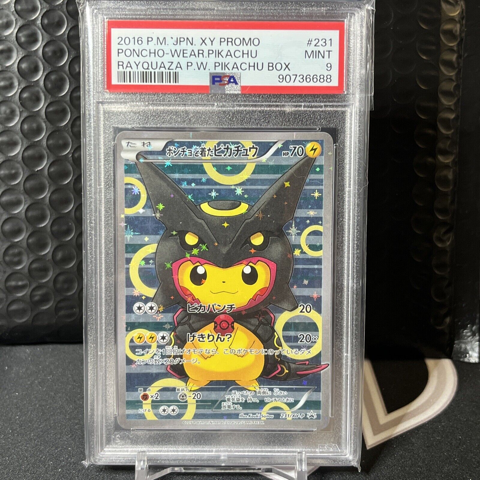 2016 Pokemon Japanese XY Promo Rayquaza #231 Poncho-Wearing Pikachu PSA 9