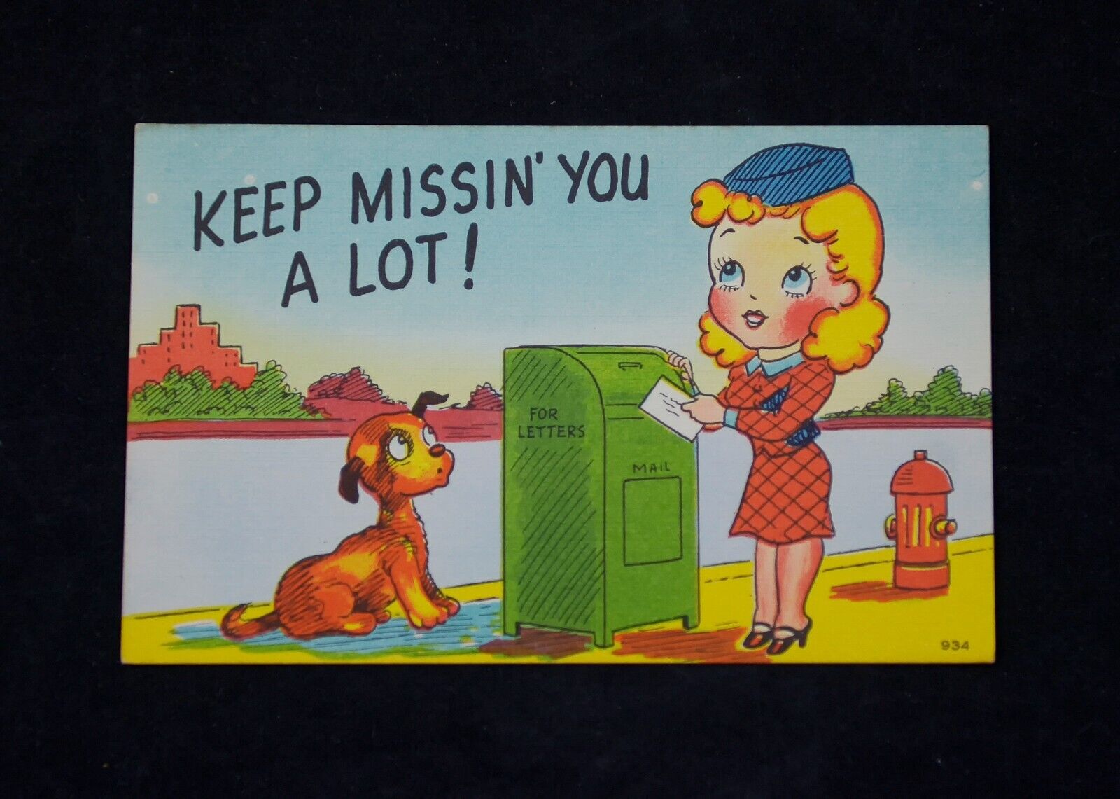 Rare Old Vintage Keep Missin\' You A Lot Linen Postcard