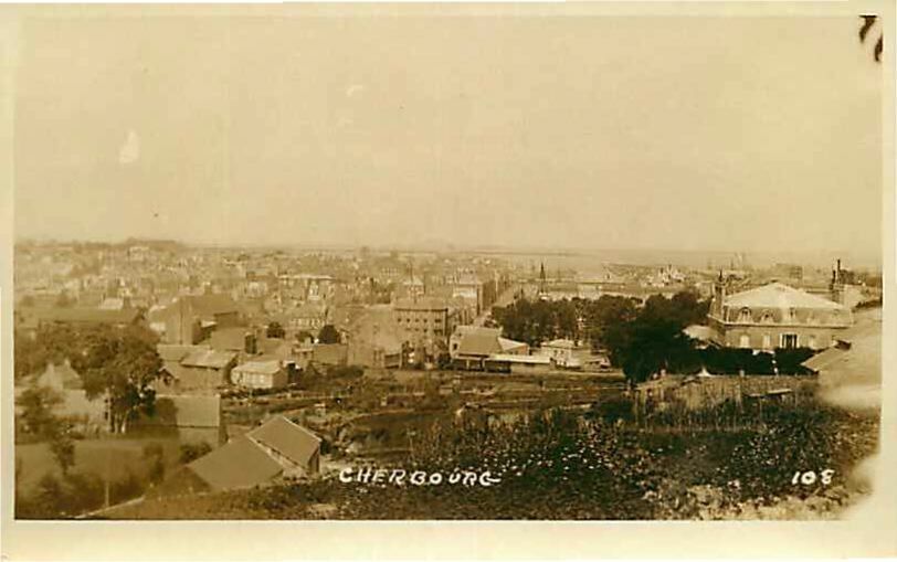 Real Photo Postcard Birdseye View of Cherbourg, France