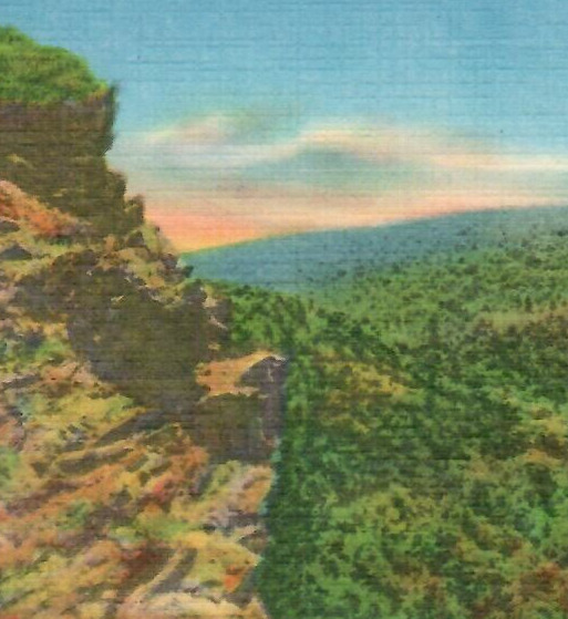 Vintage Linen Postcard Crescent Rock Cliff Sky-Line Drive Hawks-Bill Virginia VA