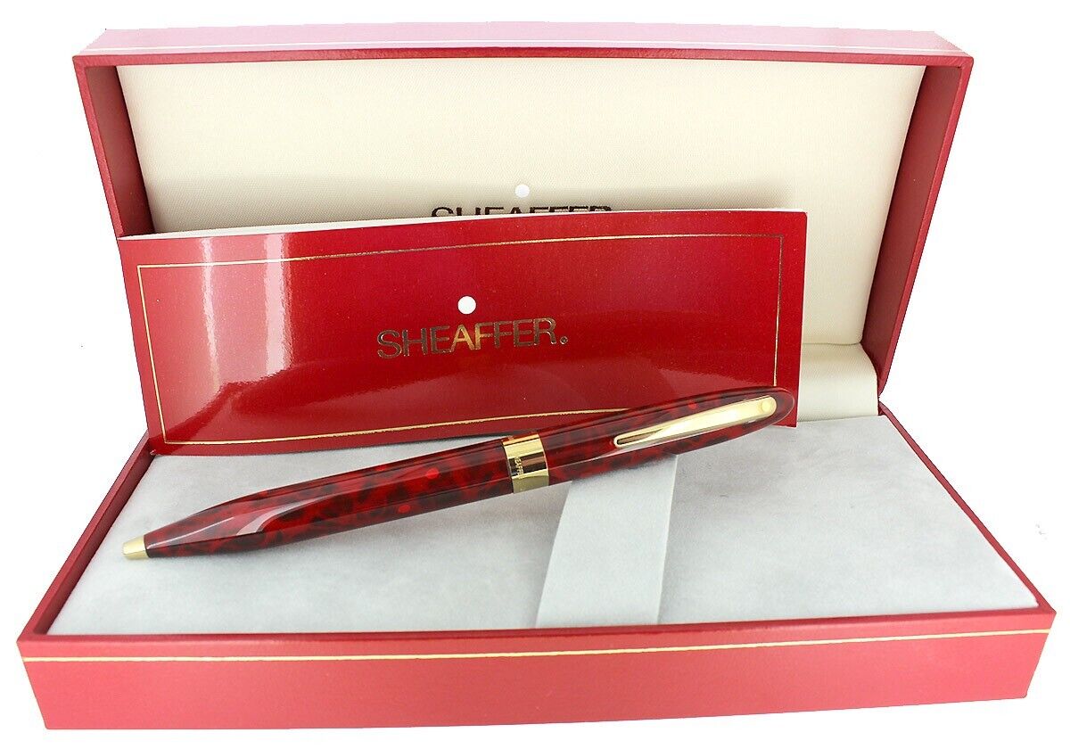 CIRCA 1996 SHEAFFER CREST FLAME RED TWIST ACTION BALLPOINT PEN MINT NEVER USED