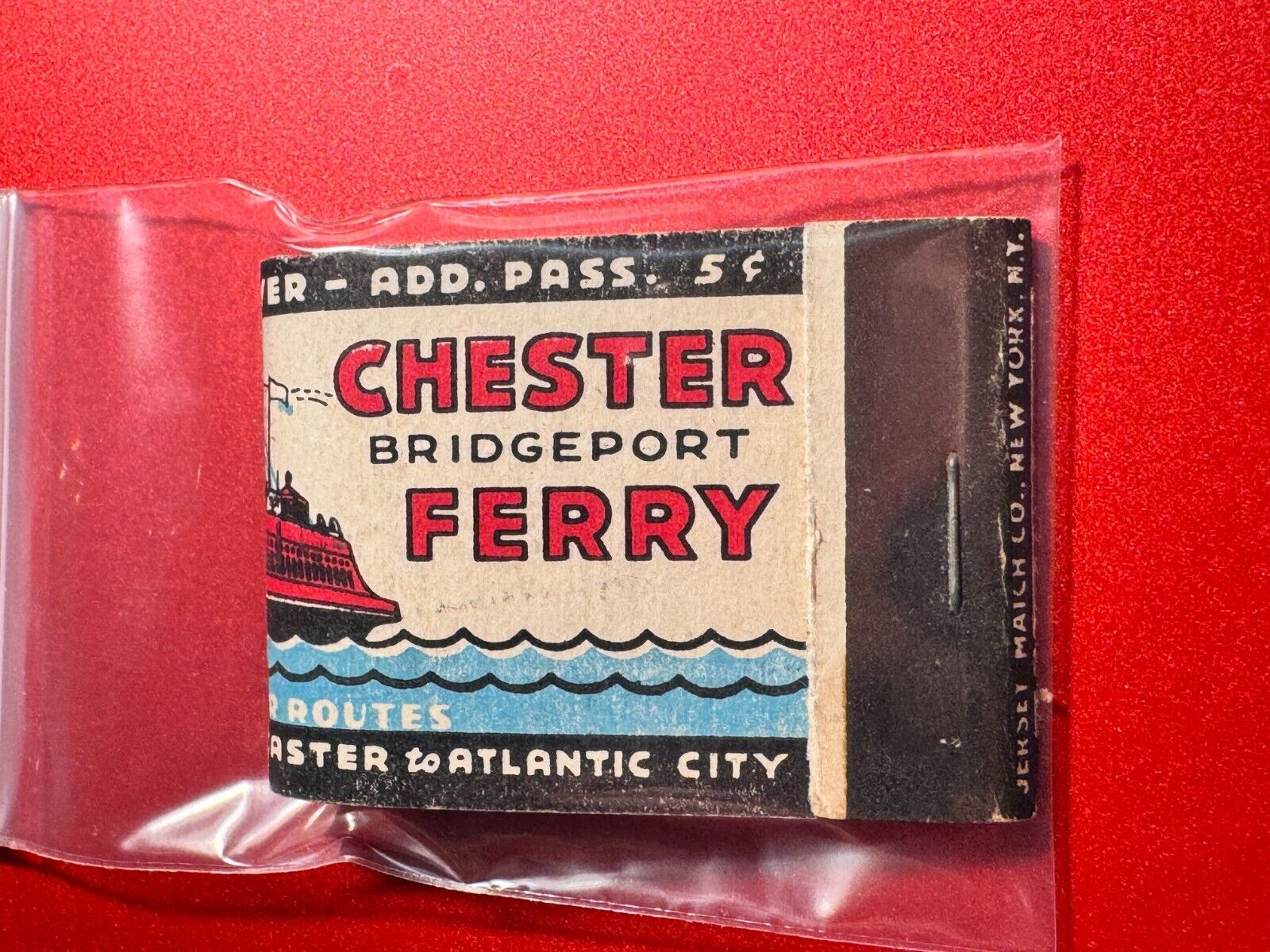 MATCHBOOK - CHESTER BRIDGEPORT FERRY - NY TO ATLANTIC CITY - UNSTRUCK