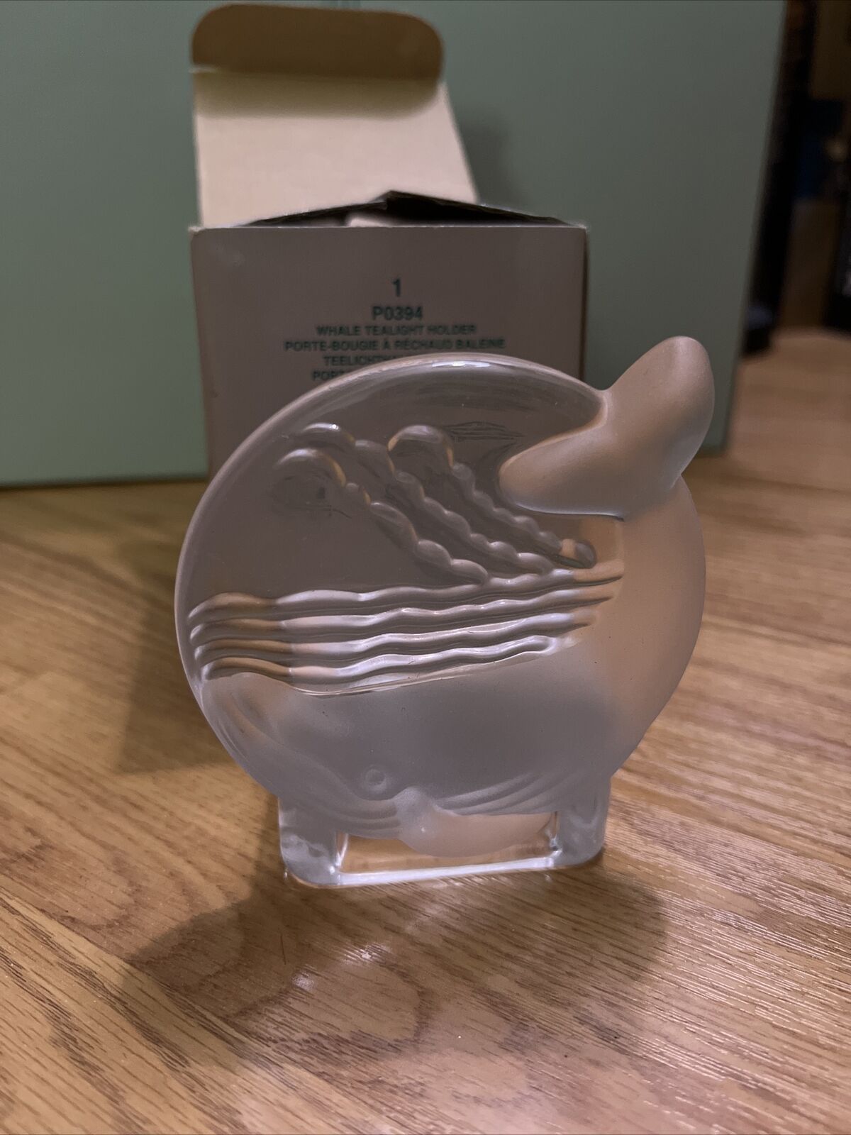 Whale Partylite Retired Tealight Candle Holder Frosted and Clear Glass