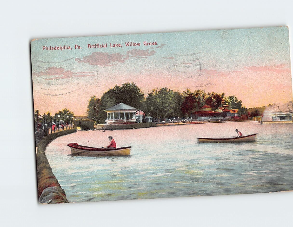 Postcard Artificial Lake Willow Grove Philadelphia Pennsylvania USA