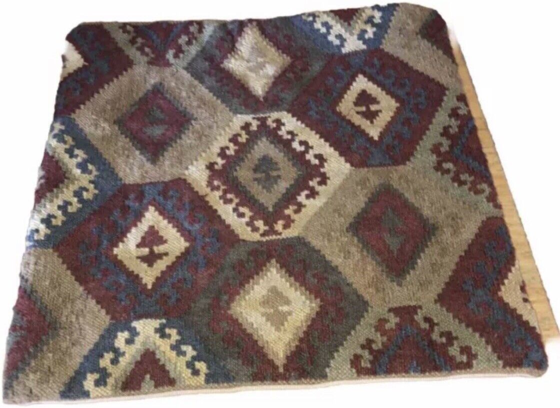 VTG Pottery Barn Kilim Wool/Cotton Multicolor 18” Square Pillow Cover #2 Nice