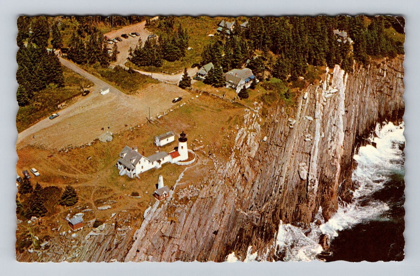 Pemaquid Point ME-Maine, Aerial Pemaquid Light House, Vintage c1972 Postcard