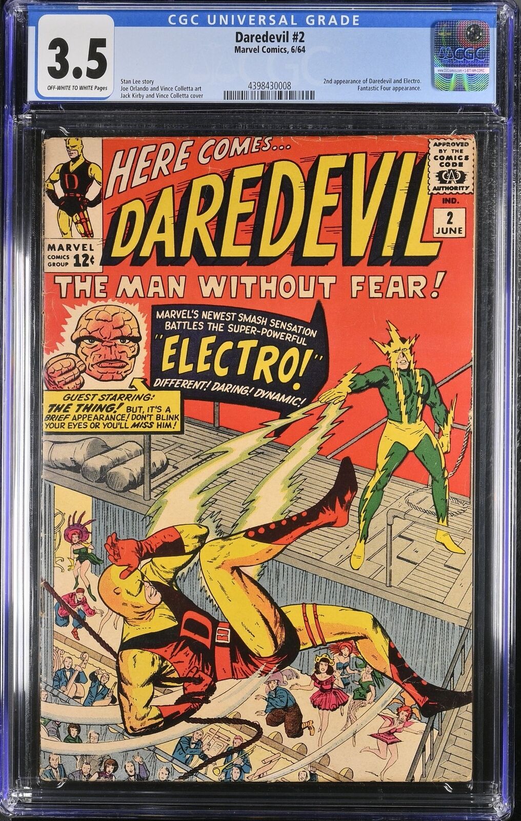 Daredevil #2 CGC VG- 3.5 2nd Appearance Daredevil Electro Kirby Cover
