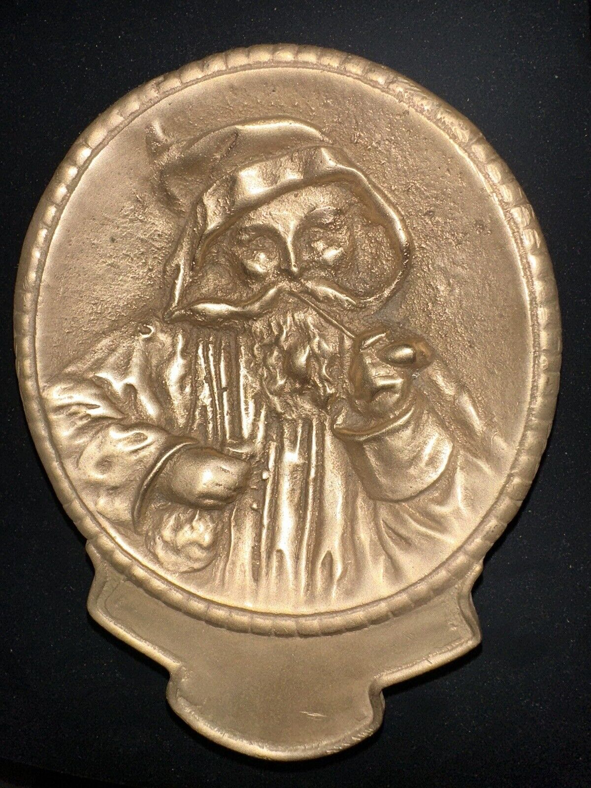 Antique Heavy Brass/ Bronze Victorian St. Nicholas Dish/Tray