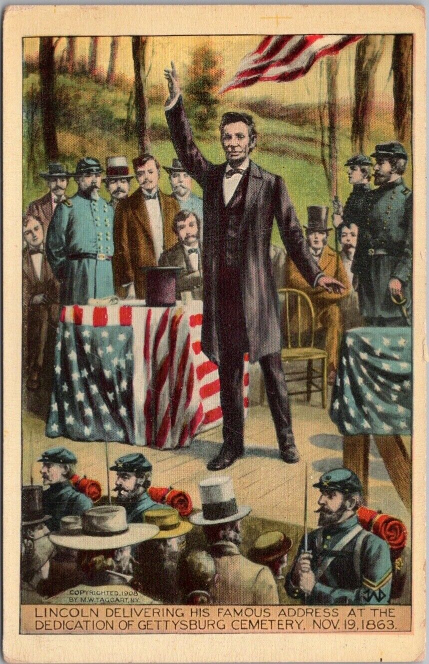 Vintage 1910sABRAHAM LINCOLN Postcard Delivering the Gettysburg Address UNUSED