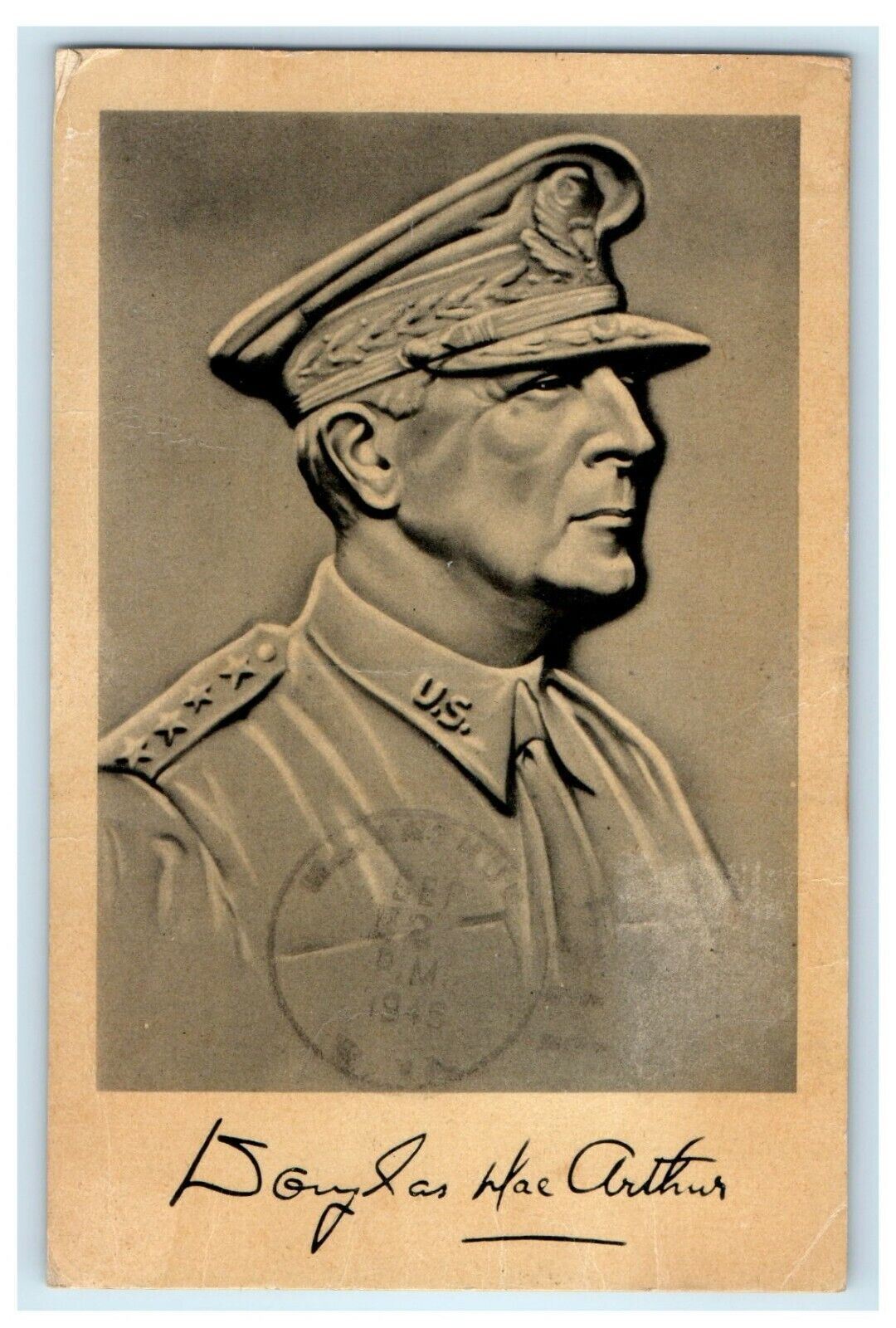 1942 WW2 Douglas Macarthur, Commander in Chief of South Pacific Armies Postcard