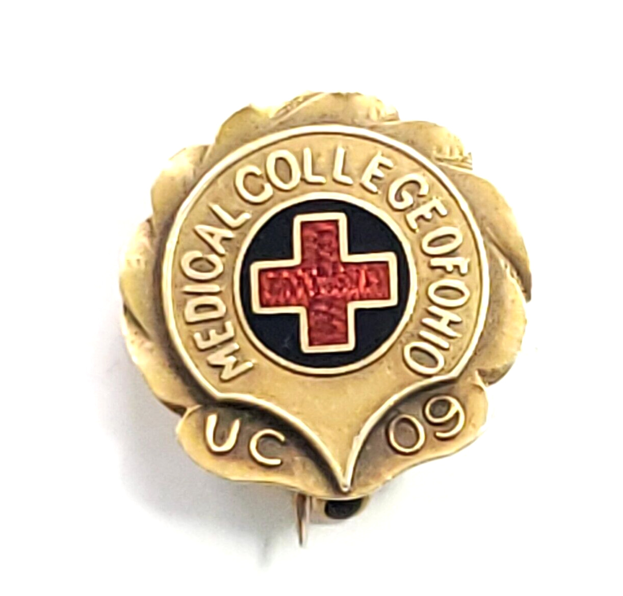 VINTAGE  1909s MEDICAL COLLEGE of OHIO SOLID 14K GOLD BADGE PIN ~ 3.6 g