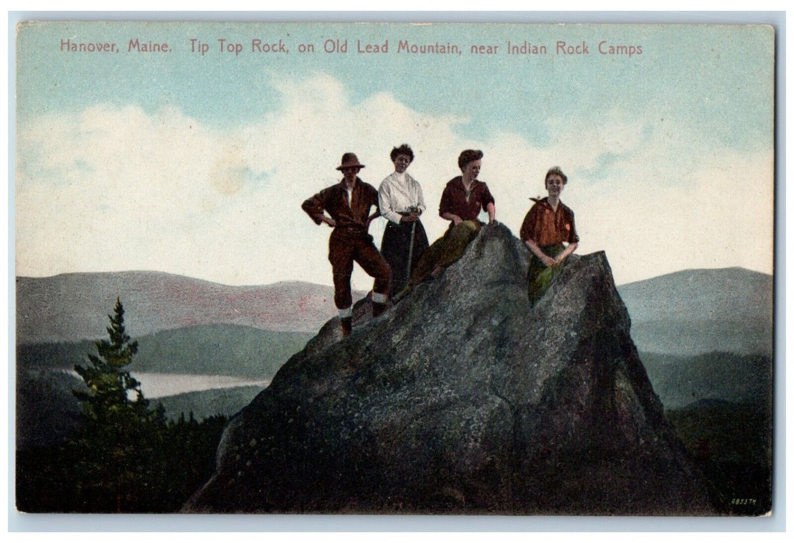 Hanover Maine Postcard Tip Top Rock Lead Mountain Indian Rock Camps 1910 Vintage
