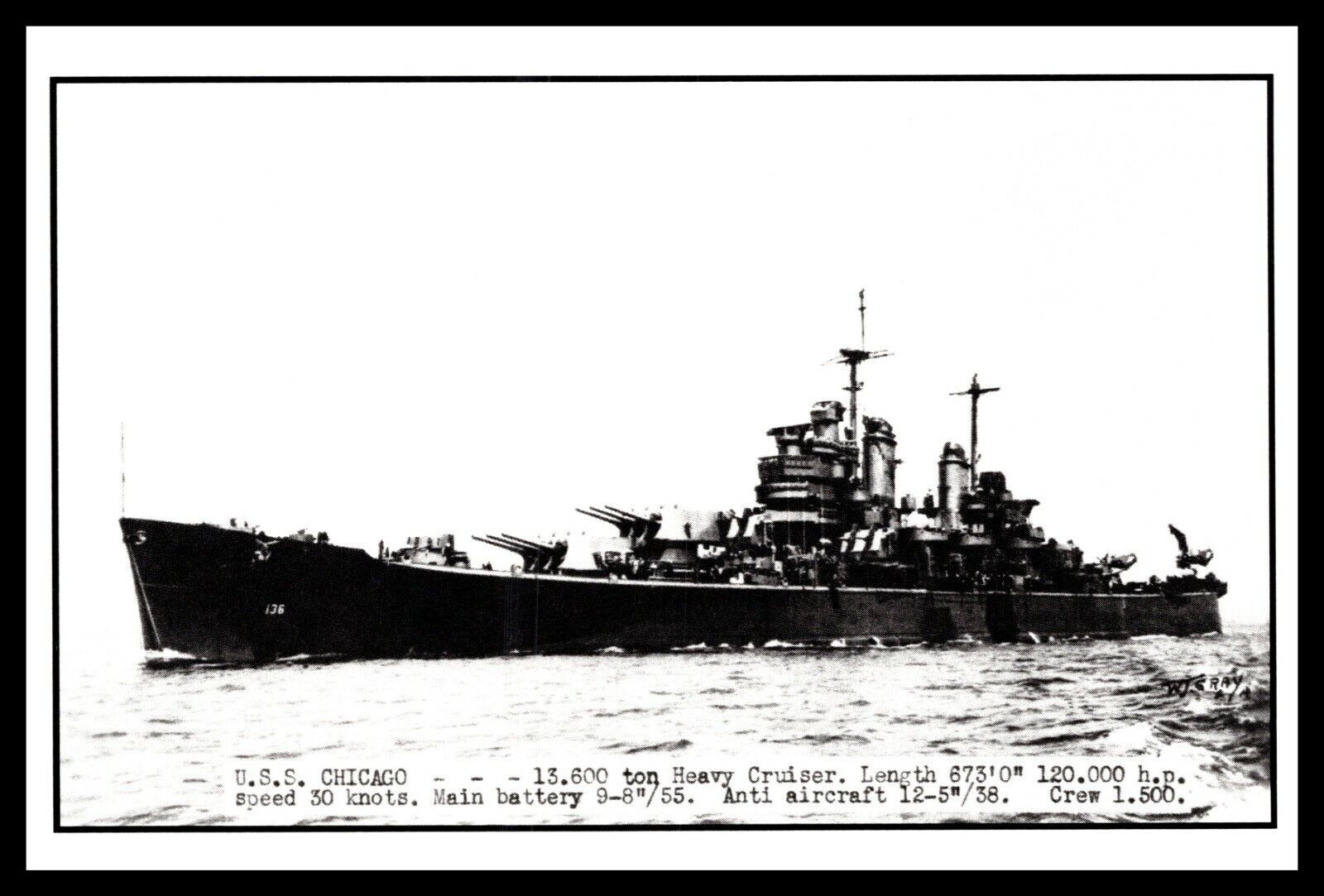 Postcard USS Chicago CA-136