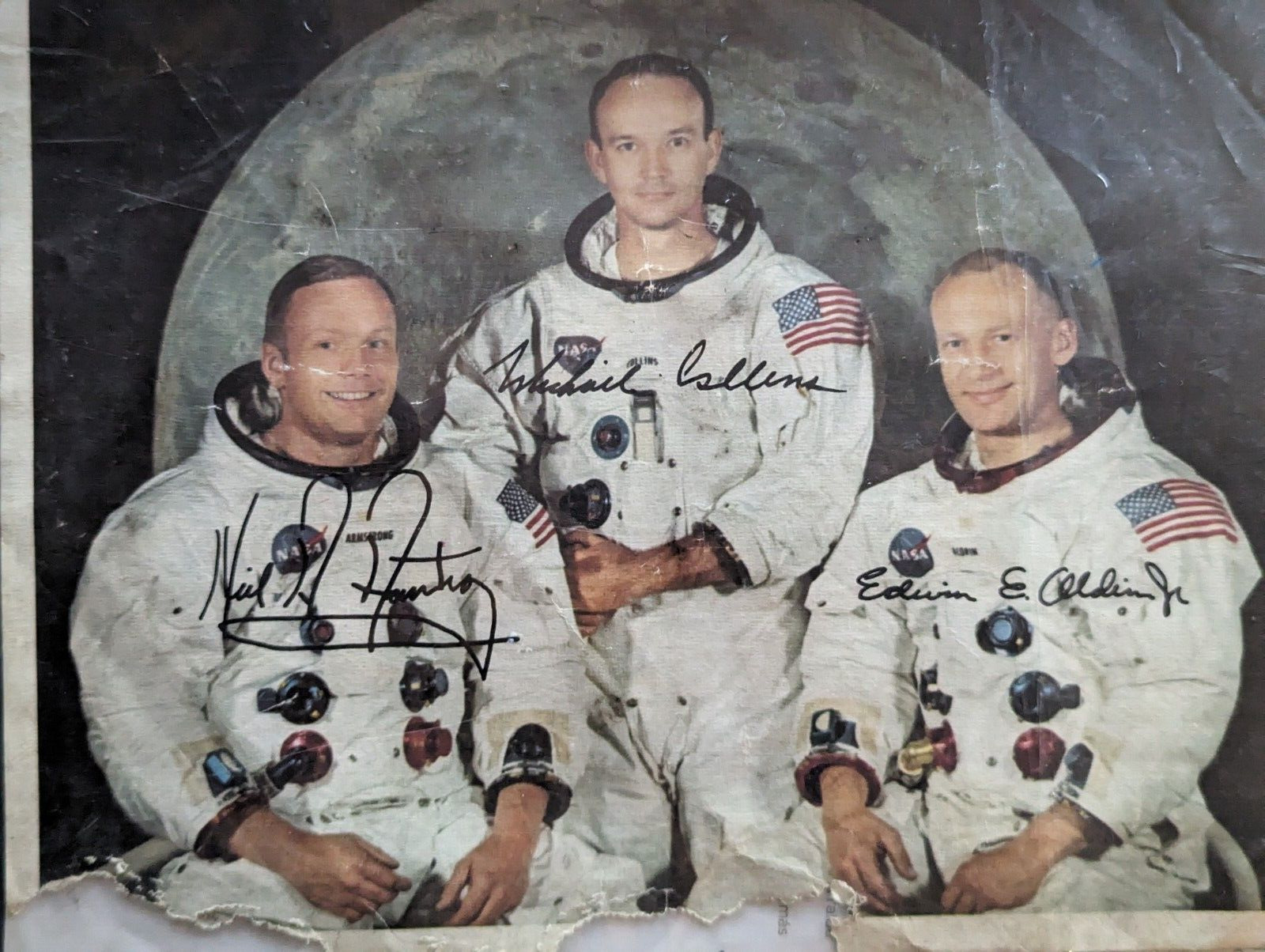 MOON LANDING CREW PHOTO Apollo 11 signed crew 8 x10 hand signed in black 