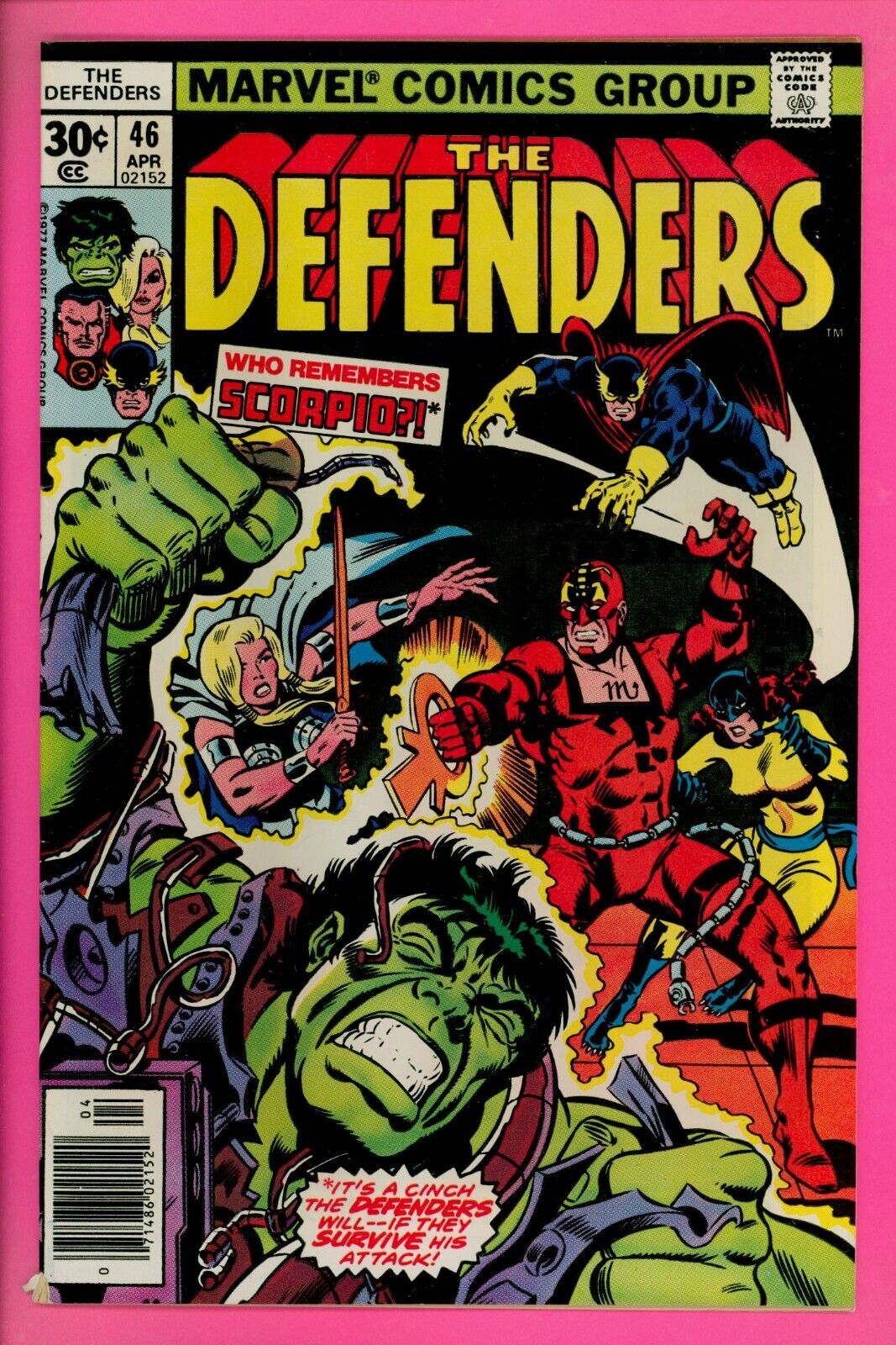 The Defenders #46 7.5 VF- very fine Marvel Comics  SCORPIO