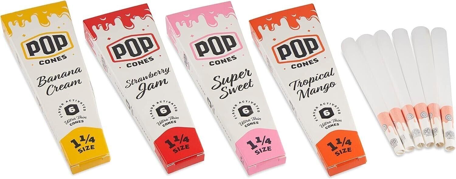 Pop Cones 4 Variety Flavor Ultra Thin Cones - 1 1/4 Size - 6 Cones per Pack