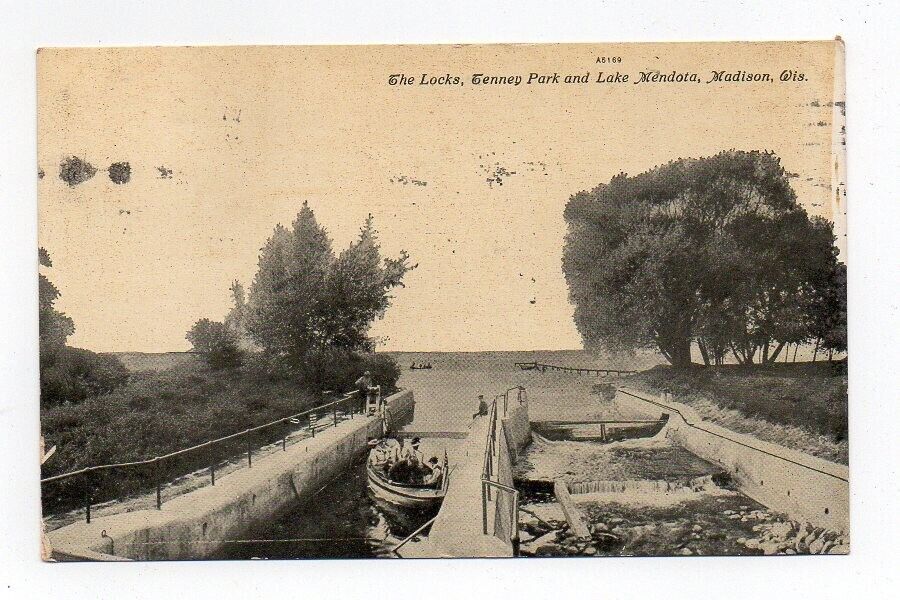 DB Postcard, The Locks, Tenney Park and Lake Mendota, Madison, Wisconsin, 1911
